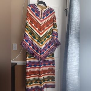 Vintage 70s Poncho And Matching Skirt